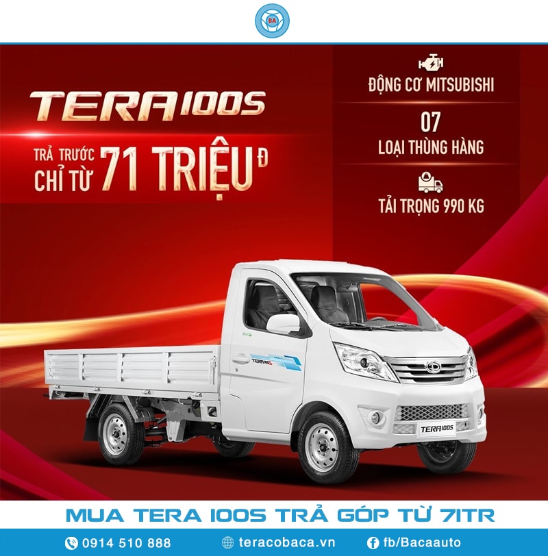 Mua xe tải tera 100S 990kg trả góp