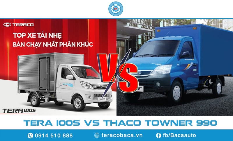 So sánh xe tải teraco 100s 990kg với thaco towner 990